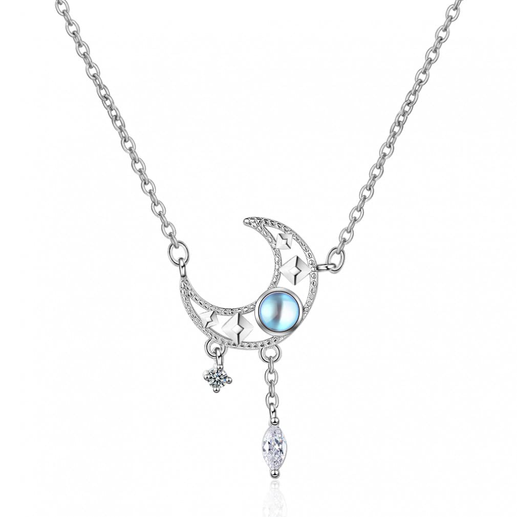 Collar con Colgante de Estrellas y Luna para Mujer, circón s925, joyería Colorida de Plata, Regalo de cumpleaños
