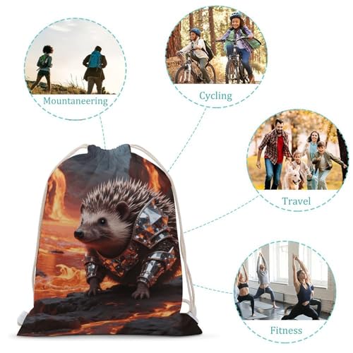 Iamond - Armored Hedgehog Drawstring Backpack Gym Bag Lightweight Sackpack Gift for Hiking Travel Beach Shopping3