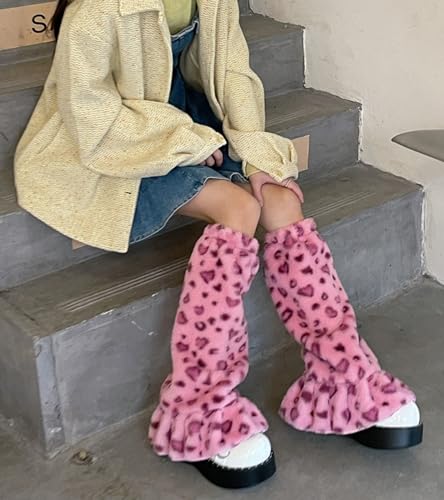 Image of Sexybody Leg Warmers for Women & Girls Y2K Kawaii Fluffy Fur Flared Leg Warmer Furry Goth Grunge Socks Harajuku Leopard