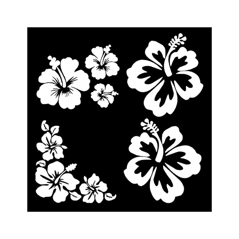 Hibiscus Decal 4 Pack Car Sticker Waterproof Car Styling Decor Car Accessories(White)