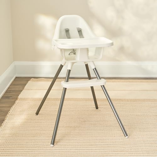 Image of Regalo Baby Basics High Chair for Babies and Toddlers, Baby High Chair with Removable Oversized Tray & Cup Holder, 5-Point Harness, Easy to Clean Toddler High Chair, White