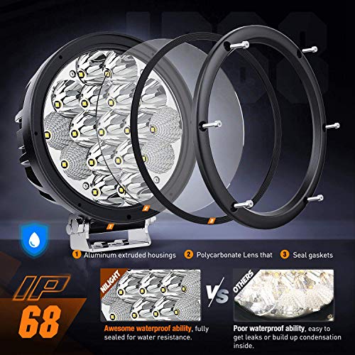 Image of Nilight Pro Series 2PCS 7 Inch Round LED Driving Offroad Light 85W 10200LM | Spot & Flood Beam with Built-in EMC, IP68 Off-Road Lights with 14AWG Wiring Harness for Truck, ATV, UTV & SUV