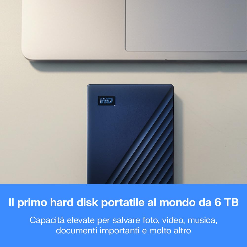 WD 4TB My Passport for Mac, Hard Disk Esterno Portatile, USB 3.2 Gen 1/USB 3.0, Protezion con password, Software per la gestion e il backup, Formatto per MacOS, Blu Notte
