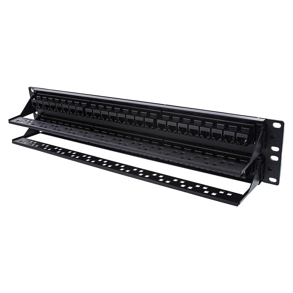Adaptateur de Câble Réseau RJ45 48 Ports Rack Panneau de Brassage CAT6 Droit Cadre de Distribution Ethernet