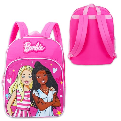 Barbie Backpack for Girls 4-6 - 16" School Bag Bundle With Water Bottle, Tattoos, and More3