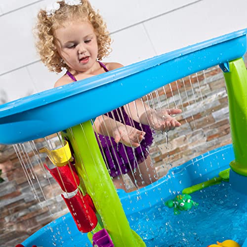Step2 Rain Showers Wasserspieltisch | Großer Wassertisch mit 13-teiligem Zubehörset | Garten Wasser Spieltisch für Kinder in Blau und Grün