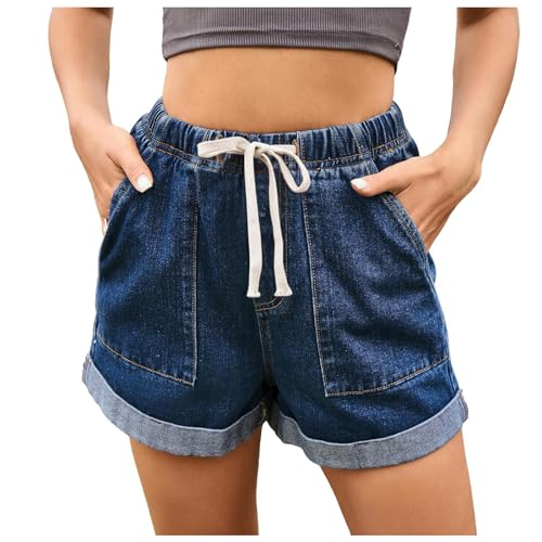 Shorts femme d'été en denim grand confort anti-serrement bleu XXL