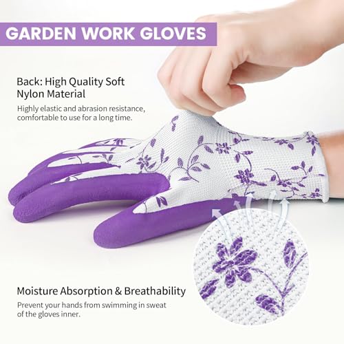 Image of HASTHIP 2 Pairs Gardening Gloves for Women, Anti-Slip Palm, Breathable