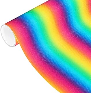 VINYL FROG Adhesive Permanent Vinyl Rolls - 12" x 60" Rainbow Craft Vinyl, Glitter Gradient Vinyl for Cricut, Cutter Machines, Adhesive Vinyl for Craft Projects, Signs