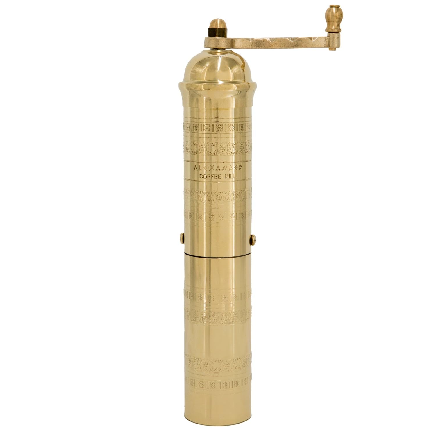 Alexander Home Original Greek Coffee Mill, 10.5-Inch Brass – European Manual Coffee Grinder, Refillable