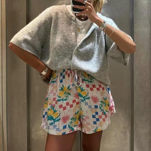 Sumleno Womens Ribbed Knit Cardigan Y2k Crop Top Short Sleeve Button Down Open Front Sweater Loose Casual Cardigan3