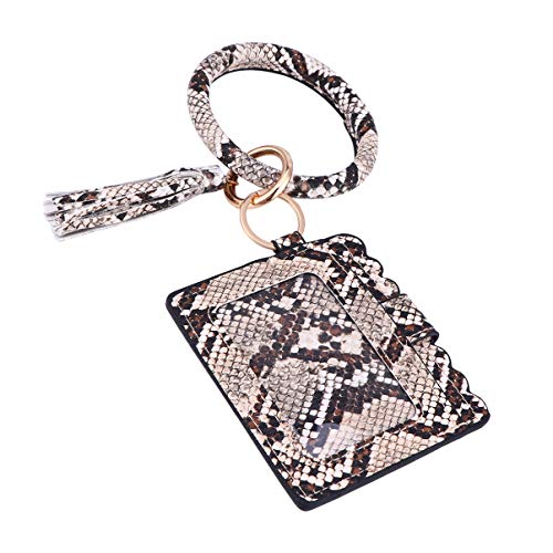 EXCEART Cartera de Cuero de PU de Leopardo Llavero de Cuero de PU Brazalete de Borla de Bolso de Mano Titular de La Tarjeta de La Cartera de La Llave Borla Bolso de La Pulsera Portátil Cover