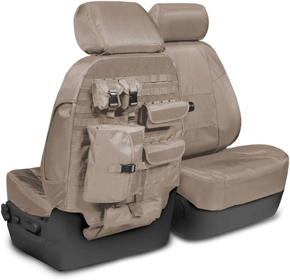 Coverking Custom Fit Seat Cover Designed for Select Subaru Models: 1 Row, 2 Backing, 6 Pouches, Tactical Ballistic Fabric, Cashmere