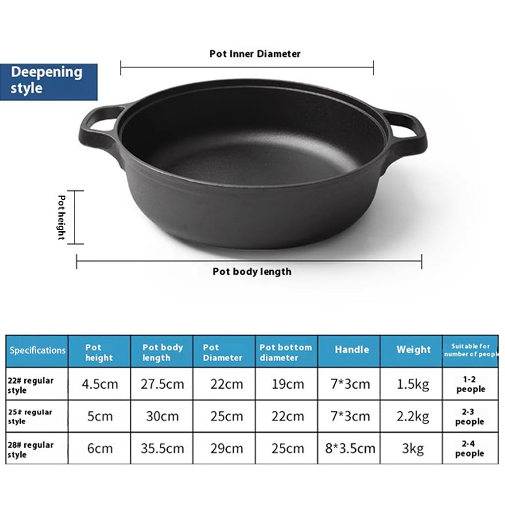 Padella in ghisa antiaderente con coperchio in,Diametro 25cm
