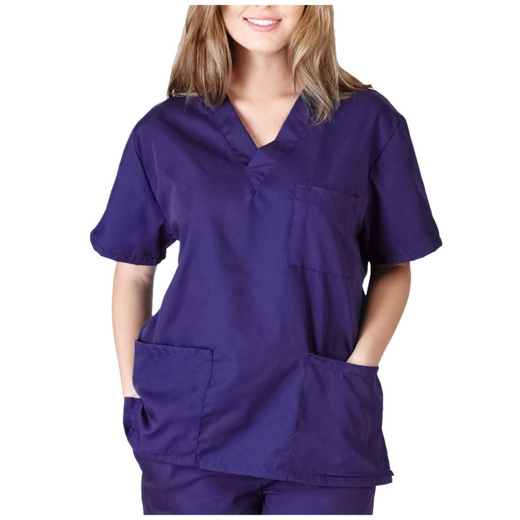 Fulidngzg Ropa Trabajo Mujer: Uniformes Sanitarios Médico Clásico Uniformes De Trabajo Unisex Uniforme Enfermera Elástico Manga Corta Uniforme Limpieza Cocinero Uniforme Estetica Casaca Sanitaria Veterinaria