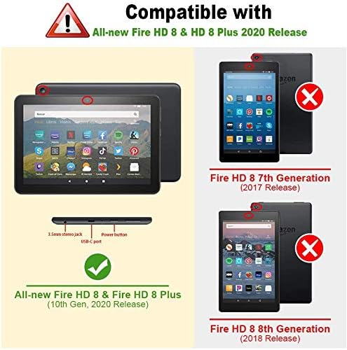 Fancity Case for All-New Kindle Fire HD 8 & 8 Plus Tablet (Fit 2020 10th Generation Only) - Slim Fit Protective Case PU Leather Standing Cover with Smart Auto Sleep/Wake, Butterfly