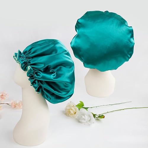 Miniatura 7 de Gorro de pelo para dormir, gorro de noche con clip ajustable, gorro reversible para mujer, gorro de satén de seda para dormir