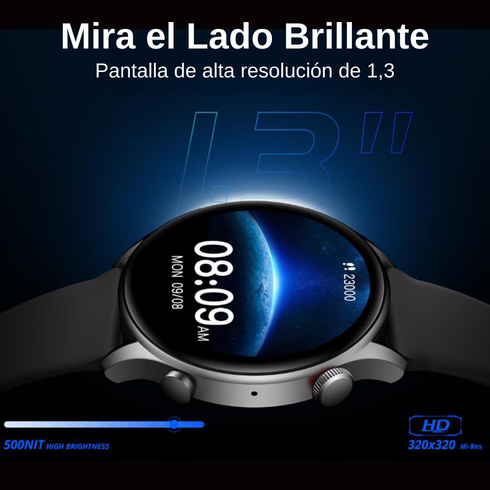 Riversong | Reloj Inteligente Motive 6C Pro | Smartwatch con Android/IOS | Deportivo | Pantalla Táctil | Para Hombre y Mujer | Batería 10 días| Modos Deportivos| Pulsómetro, Sueño, Notificaciones
