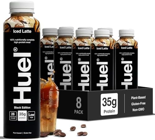 Huel Black Edition Ready-to-Drink | 35g Plant-Based Protein | Complete Nutrition | More Than a Meal Replacement | Gluten-Free | 8x 500ml Bottles (8x500ml, Iced Latte)