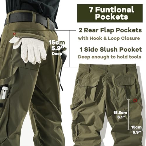 Men's Cargo Pants for Work Relaxed Fit Outdoor Multi-Pocket Work Utility Tactical Hiking Travel Casual Pants3