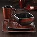 American Atelier Boa 16-Piece Square Dinnerware Set, Red