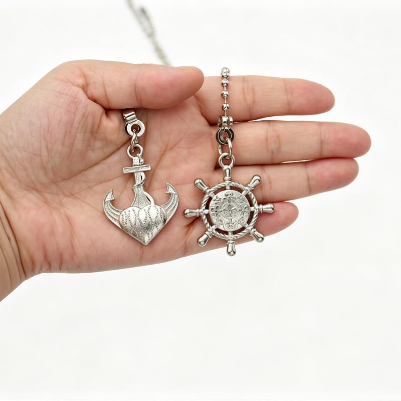 Image of 2pcs Anchor Set Ceiling Fan Pull Chain Extension for Ceiling Fans Lights, with Chain Connector (Nickel)