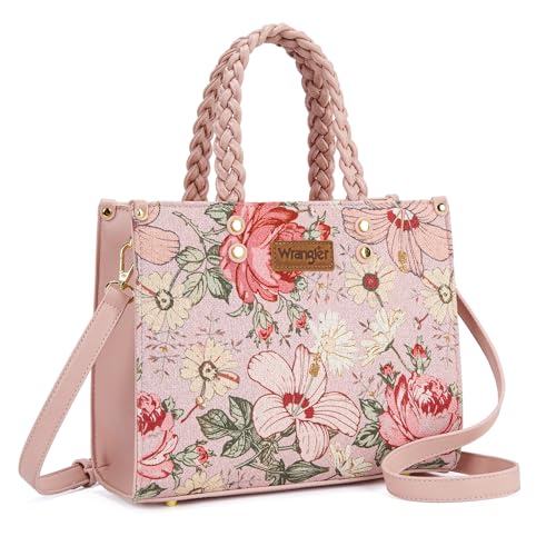 Image of Montana West Wrangler Tote Bag for Women, Floral Print Braided Tote Purse,Western Tote Handbag with Adjustable Shoulder Strap