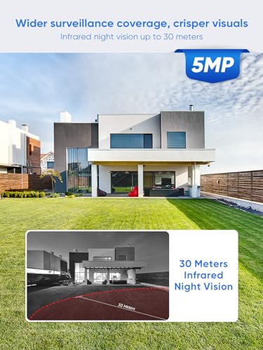 SANNCE Überwachungskamera Set mit 4 X 5MP, 10CH NVR Kabellose Überwachungskamera, AI Human Detection, IP66 Wasserdicht, Unterstützt Alexa, Zwei-Weg-Audio