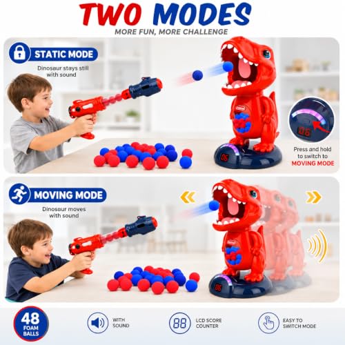 Image of EagleStone Movable Dinosaur Shooting Toy for Kids Games with 2 Air Pump Gun