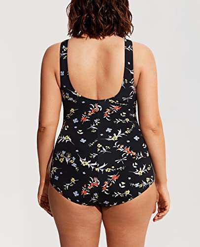 DELIMIRA Women's Plus Size Swimsuit One Piece Bathing Suit Backless Basic Modest Swimwear2