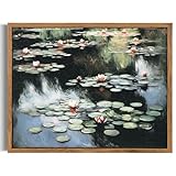 Bluebubble Framed Canvas Wall Art Print Monet Style Waterlily Canvas Classic Oil Painting Art Home Decor for Living Room, Bedroom, Office - 8'x10'