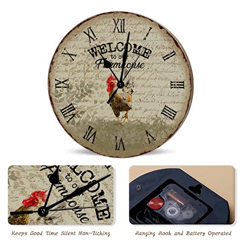 Horloge murale décorative en bois rustique de 30,5 cm - 6