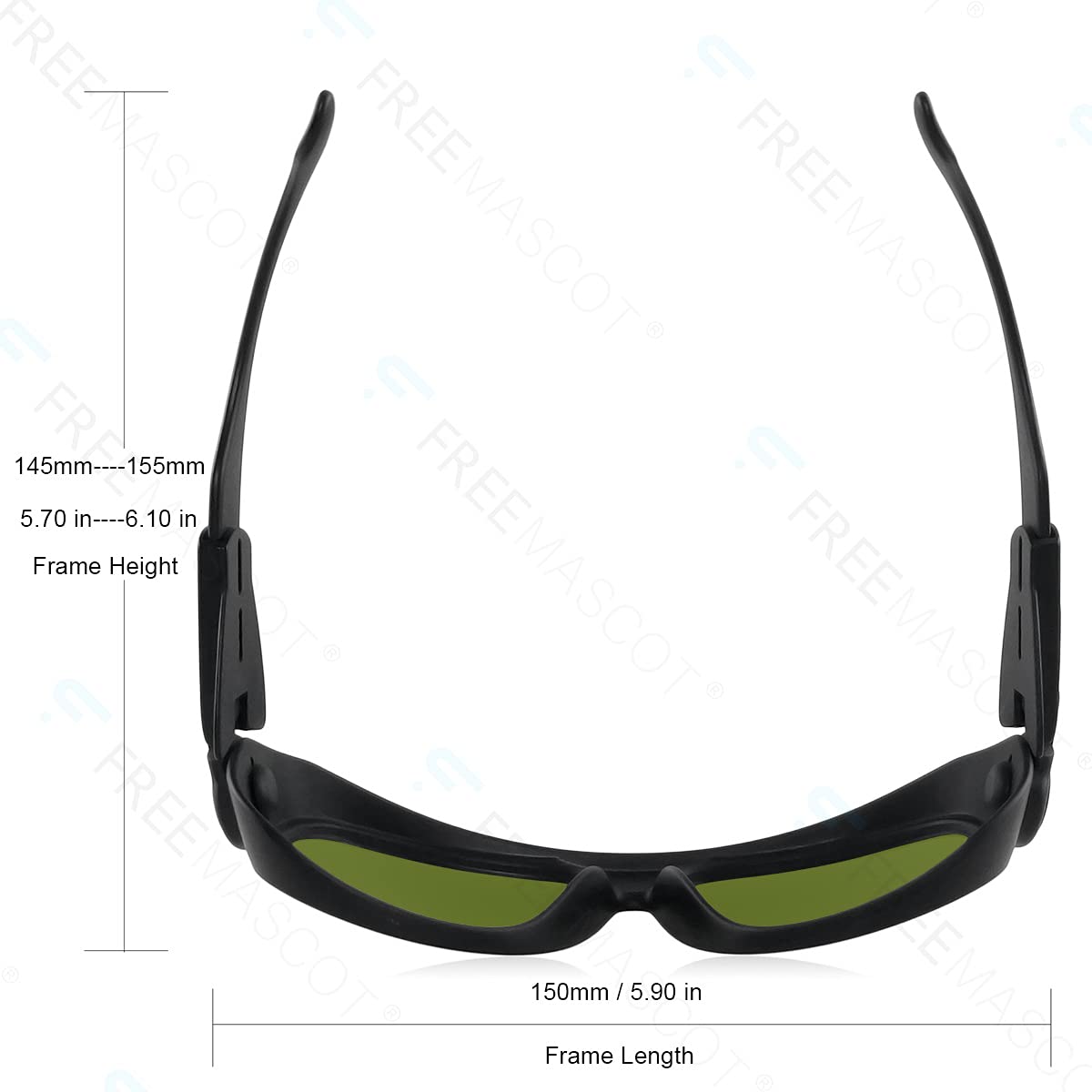FREEMASCOT Professionelle Laserschutzbrille OD 8+, 190 nm-450 nm/800 nm-1100 nm, Wellenlänge, für typische 405 nm, 445 nm, 808 nm, 980 nm, 1064 nm, 1080 nm Laserlicht