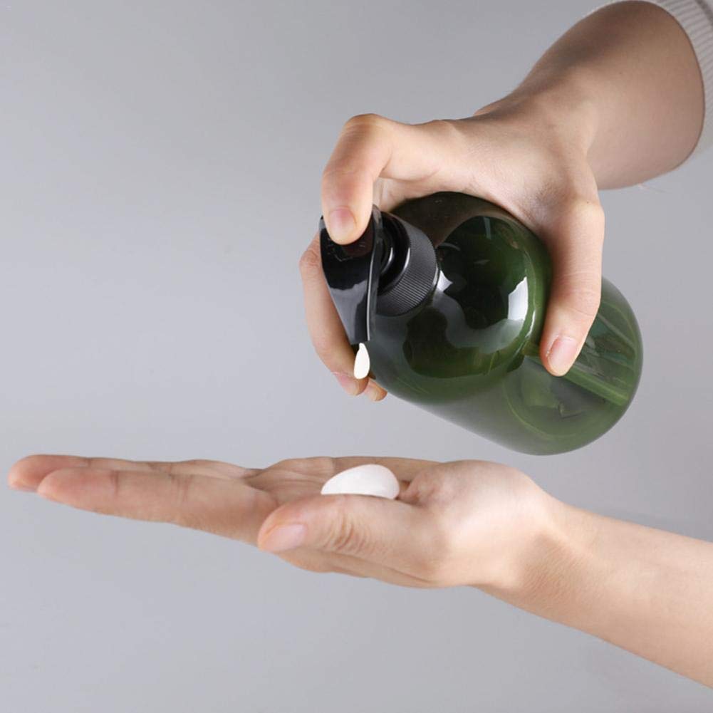 Plastikowe Butelki z Dozownikiem z pompką, 16,9 Uncji / 500 Ml Butelki z pompką Wielokrotnego Użytku do Szamponu Odżywka do Balsamu Mydło w Płynie, Butelka z Dozownikiem (Czerniawa zieleń)