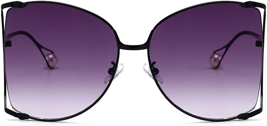 Armear Women Oversized Semi Rimless Sunglasses Retro Metal Frame Glasses Fashion Pearl Design - Image 4