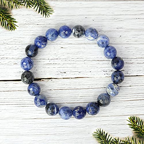 Image of Reiki Crystal Products Certified Natural Crystal Stone Diamond Cut /Faceted 10 mm Beads Bracelet for Men & Women | Reiki Charged Gemstone Jewellery | Multiple Stone Variants Available