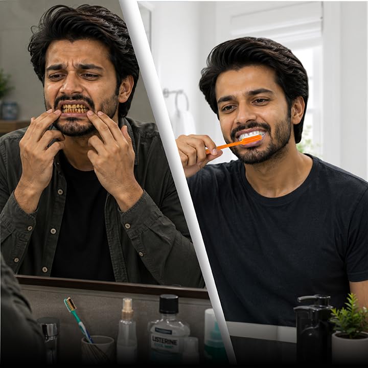 Image of MAXI Angular Hard Toothbrush | Helps Improve Gum Health | Deep Plaque & Stain Removal | Manual Hard Bristles Tooth Brush | Multicolor Value Pack of 12