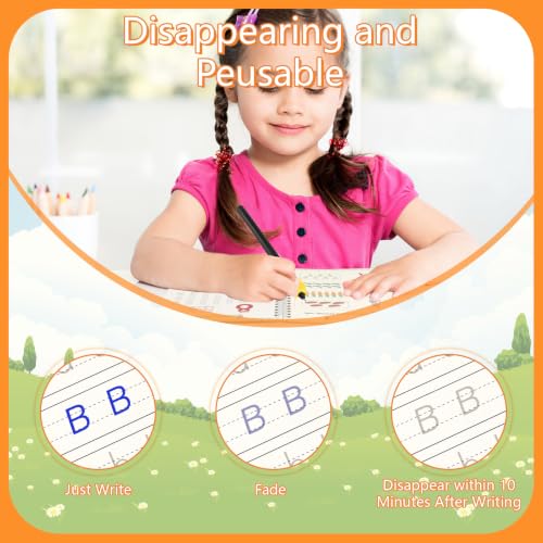 PEASUG Grooved Writing Books for Kids 3-5, Magic Grooved Writing Practice for Kids, Reusable Handwriting Workbooks Practice for Kid Learn to Write, Children's Magic Copybooks 4 Pack — view 6