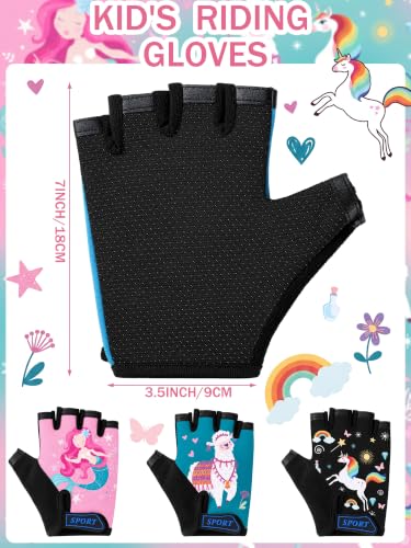 Image of Boao 3 Pairs Kids Half Finger Bike Gloves