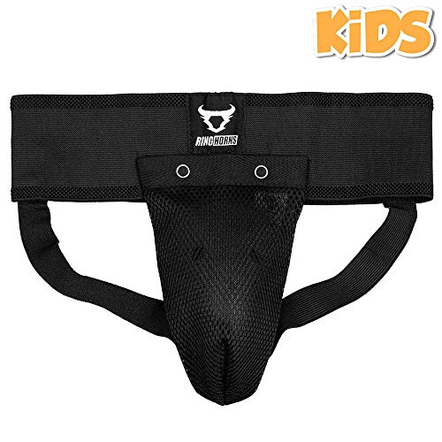 Ringhorns Charger Coquilla y portacoquilla para niño, Boys, Negro, 10 años
