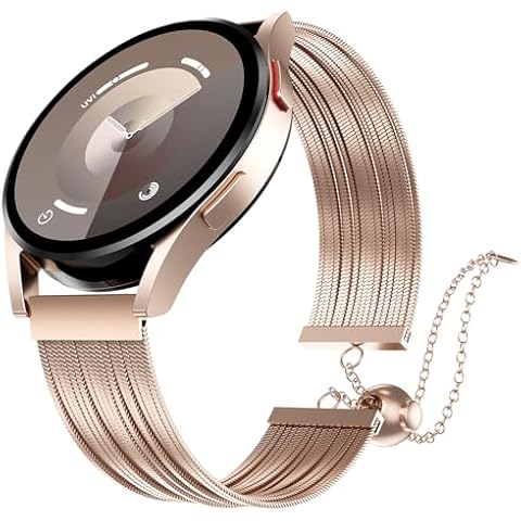 Oanux Stainless Steel Tassel Band for Samsung Galaxy Watch 6/5/4/Active 2 40mm 44mm/Watch 5 Pro/Watch 4 Classic 46mm 42mm Women, Dressy Chain Samsung bands 20mm smartwatch Replacement Strap Cover