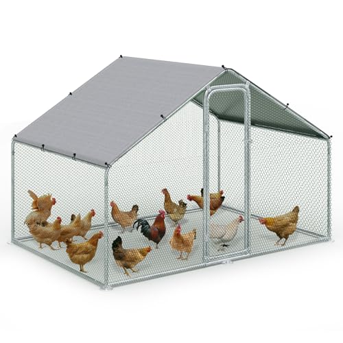 VOUNOT® Enclos Poulailler Extérieur 6 m² en Métal Parc...