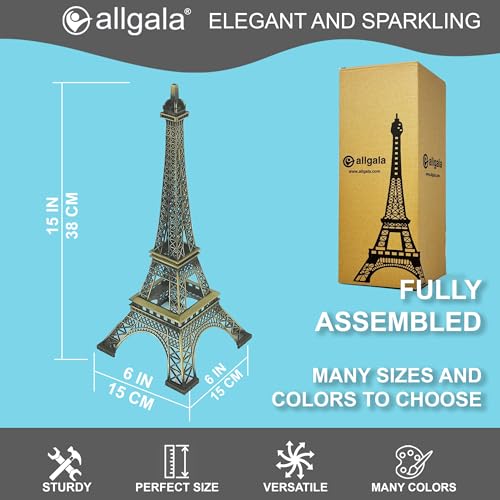 Estatua Torre Eiffel 15" Metal Aleación Bronce miniatura 2