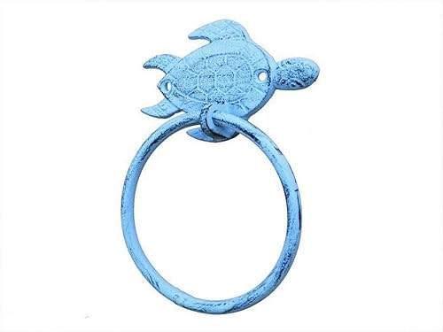 Miniatura 39 de Toallero de hierro fundido de plata antigua de 8.5 pulgadas - Decoración de conchas marinas - Decoración del hogar del mar Plata,Hierro fundido,Azul