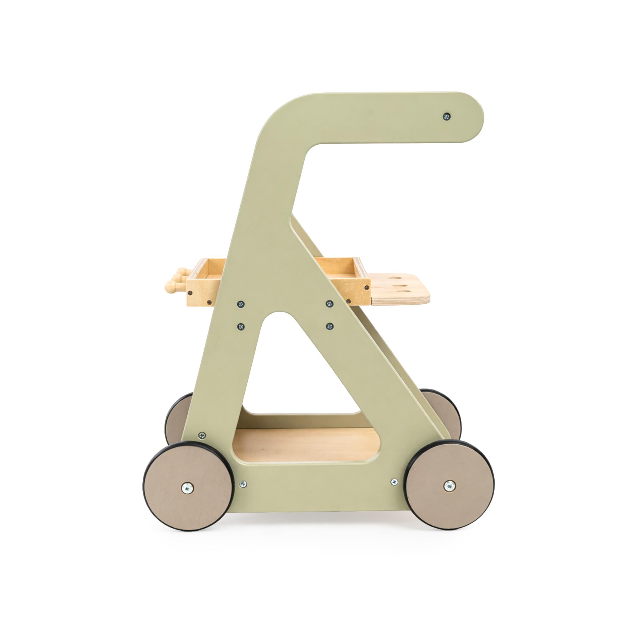 Mamabrum Carrello per la pulizia dei bambini in legno con accessori su ruote set da 11 pezzi giocattolo educativo gioco di ruolo