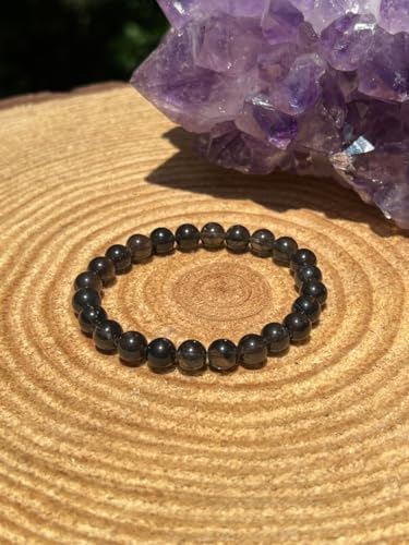 Natural Agni Manitite 8mm Round Shape Smooth Cut Beads Stretchable Bracelet For Men & Women. Unisex Bracelet For Healing, Meditation, Prosperity, Gift & Luck|HS_Stbr_097564