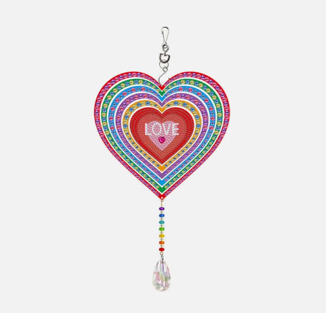 Syntego Heart Sun Catcher 5D Diy Love Heart Hanging Sun Catcher Diamond Painting Kit Rotatable Double Sided Crystal Approx 39.5Cm Decoration