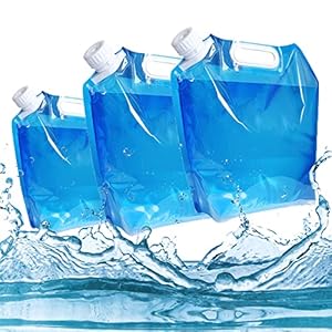 Basetousual 5L/10L Waterjerrycan Opvouwbaar, Opvouwbare Waterzak, Draagbare Waterzak voor Buiten, Geschikt voor Sport, Picknick, Reizen, Auto Wateropslag (1x5L, 2x10L)