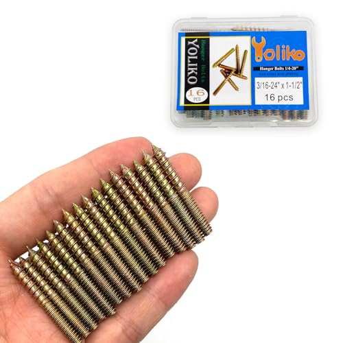 Image of 16 Pack 3 /16-24x 1-1 /2 Inch Hanger Bolts Double Headed Bolts for Furniture Screws 38.1mm Length