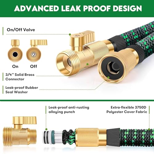 Hisens HSSBG-100FT Expandable Garden Hose 100 Ft With 10 Function Nozzle Sprayer, Lightweight & No-Kink Flexible Water Hose thumb #2
